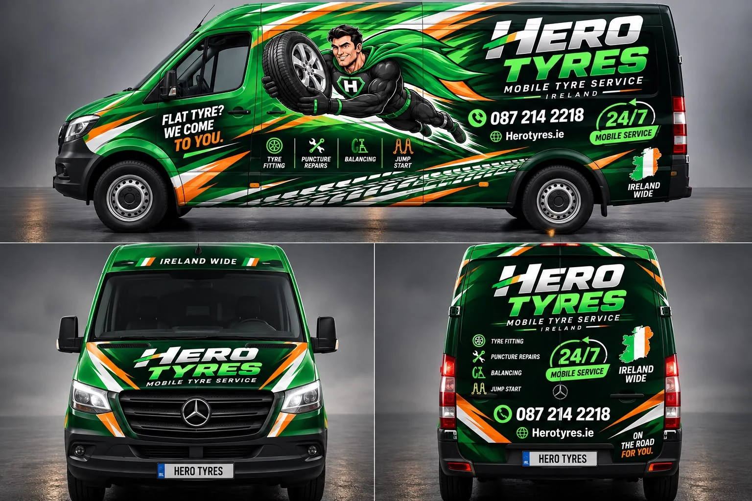 Hero Tyres mobile tyre service van branding